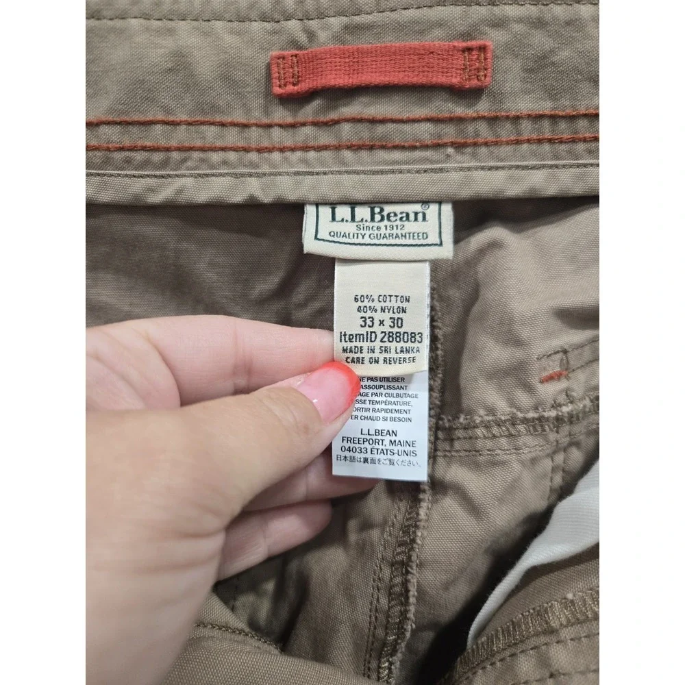 L.L.Bean Riverton Pants Mens 33x30 Brown Canvas Hiking Trail Outdoor Utility